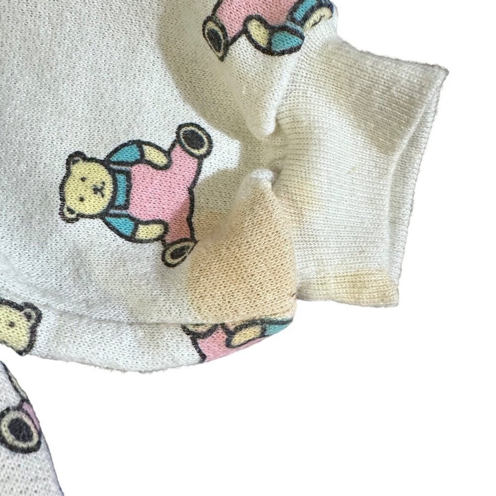 Vintage Baby Sweater With Bear Print - 80s White Cotton Blend Pullover - Picture 9 of 9